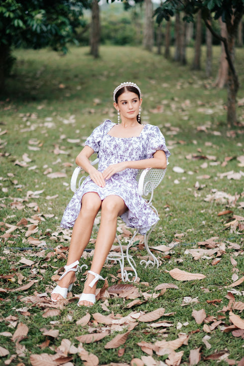 GET SPOTTED SHOP STOCKS Jenny Blue Porcelain: Daisy Floral Smocked-waist Dress